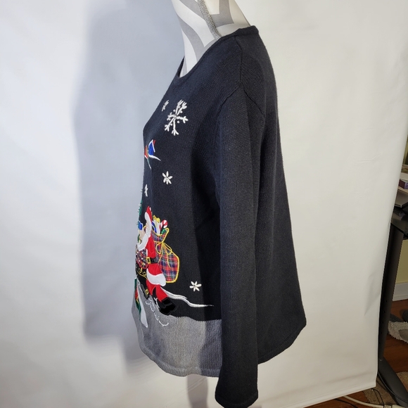 Bechamel Christmas Sweater Santa Reindeer Size Large Small Hole - Picture 7 of 12